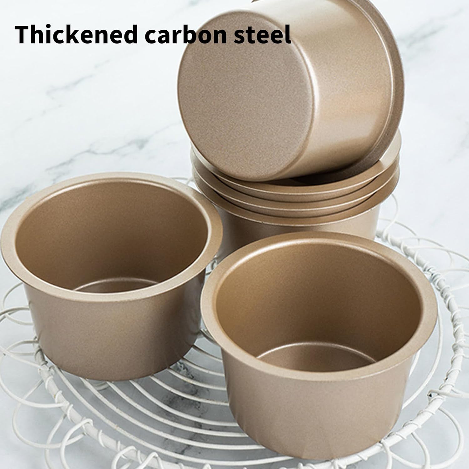 6pcs Tall Muffins Cups Carbon Steel Cake Baking Mold Beginner Friendly Bakewares Multipurpose Cupcake Pan