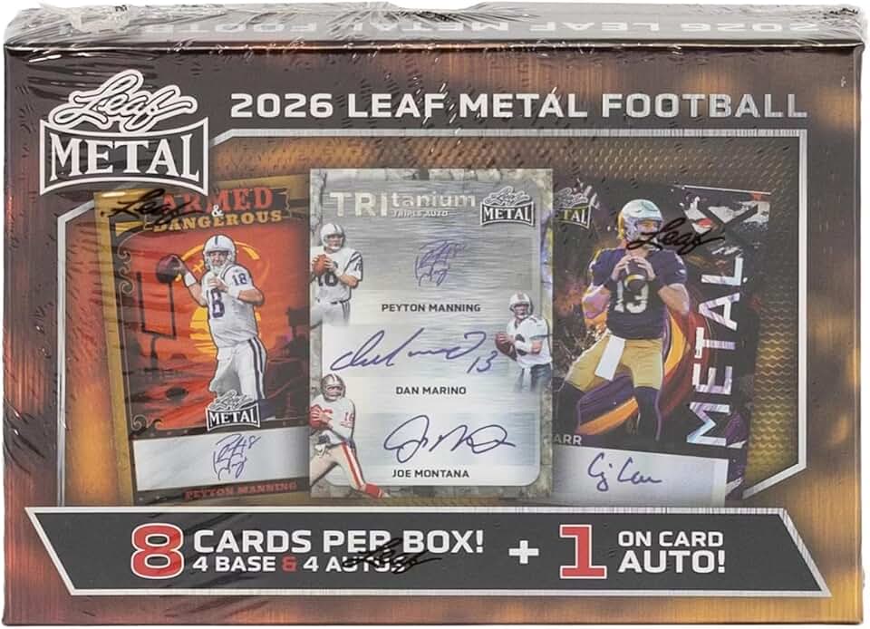 Leaf 2026 Metal Football Hobby Trading Card Box (4 Autographs Per Hobby Box)
