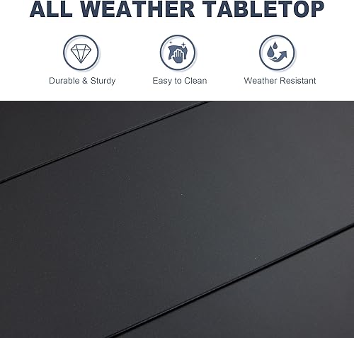 Miniatura 9 de VICLLAX Juego de barra para patio de 3 piezas, mesa cuadrada de altura de barra de 28 pulgadas con agujero para sombrilla y 2 sillas giratorias de