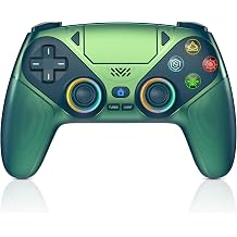 Gamrombo LED Wireless Controller for PS5, Compatible with PS5 Pro/Slim/PC, Dual Vibration, Macro/Turbo Function, 3.5mm Audio Jack, 6-Axis Motion Control Gamepad with Speaker - Chromatic Teal