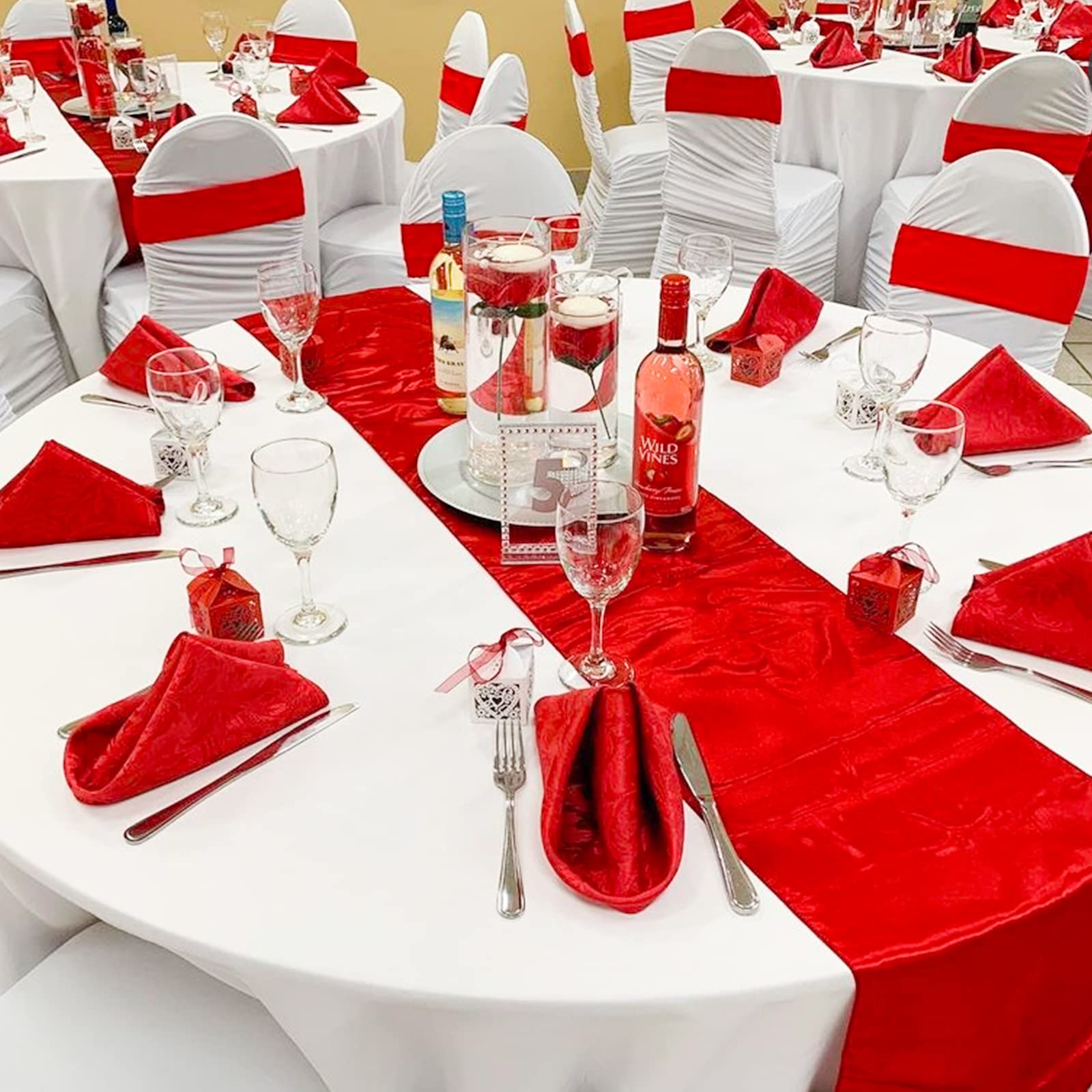 Camino De Mesa Poliéster Elegante 300x90 Cm | Rojo | Lavable | Perfecto Para Bodas, Cumpleaños Y Decoración De Mesa