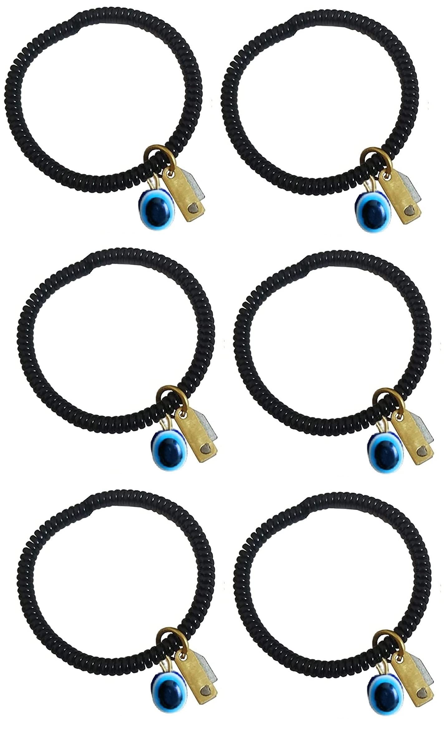BigMart Nazar Battu Evil Eye Knife Bracelet Free Size for Men and Women | Stylish and Trendy Evil Eye Bracelet Nazar Battu Black Beaded Bracelets Unisex (Pack of 6)