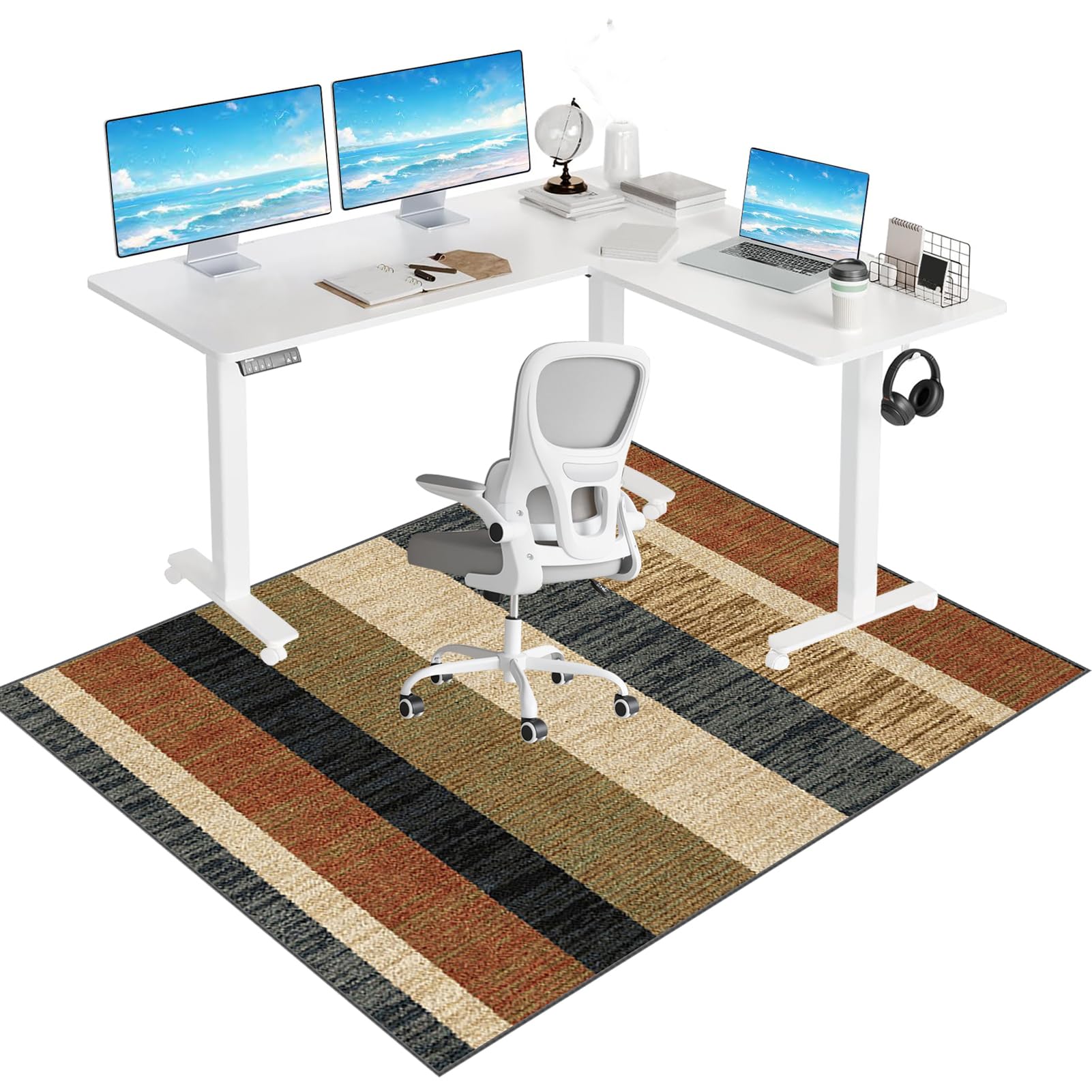 Chair Mat Office Chair Mat for Hard Floor, Computer Gaming Chair Mat, Floor Protector Mat for Office Home, Carpet Protector Chair Mat Large, Anti-Slip Desk Chair Mat for Carpet Floors 130 x 150 cm
