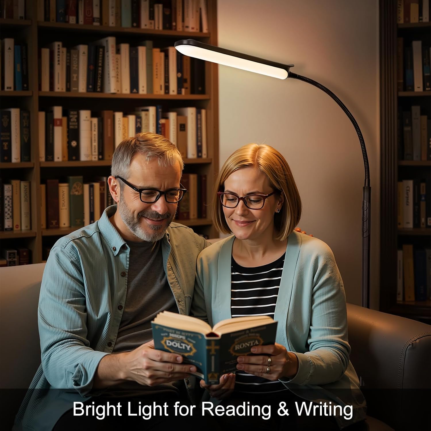 FRIDEKO HOME LED Floor Lamp with Remote, Dimmable Bright Reading Lamp for Crafts, Painting, Office & Bedroom, Adjustable Gooseneck Standing Light, 4 Color Temperatures, 1800LM, Touch Control, Black