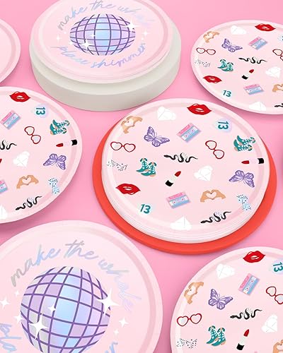 Miniatura 7 de xo, Fetti Eras Party - Platos de papel  24 piezas. 9 pulgadas  Vajilla para fiesta de concierto, decoraciones de despedida de soltera, vajilla de