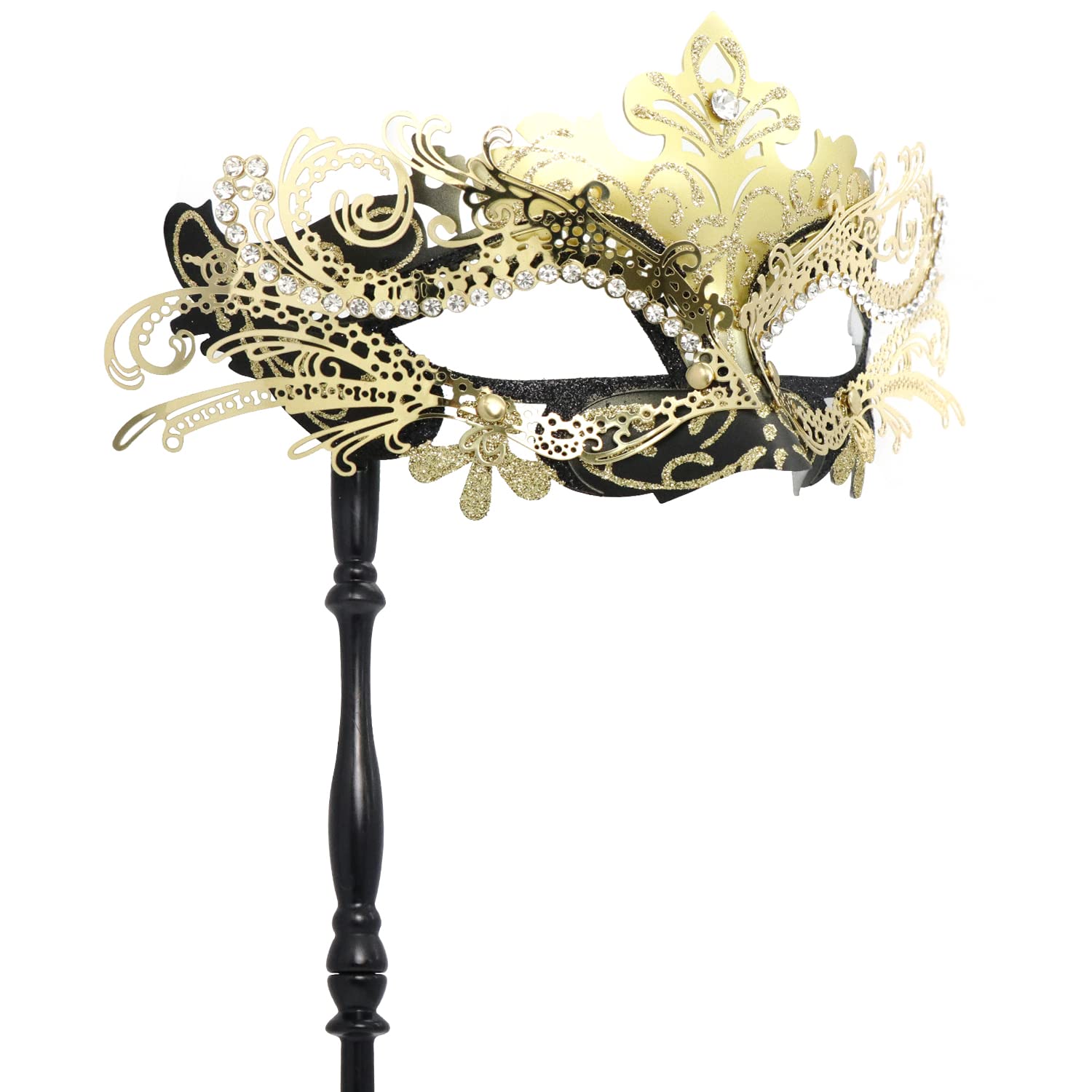 Coddsmz Masquerade Mask with Stick Venetian Mask Mardi Gras Decorations for Womens Halloween Costume Mask