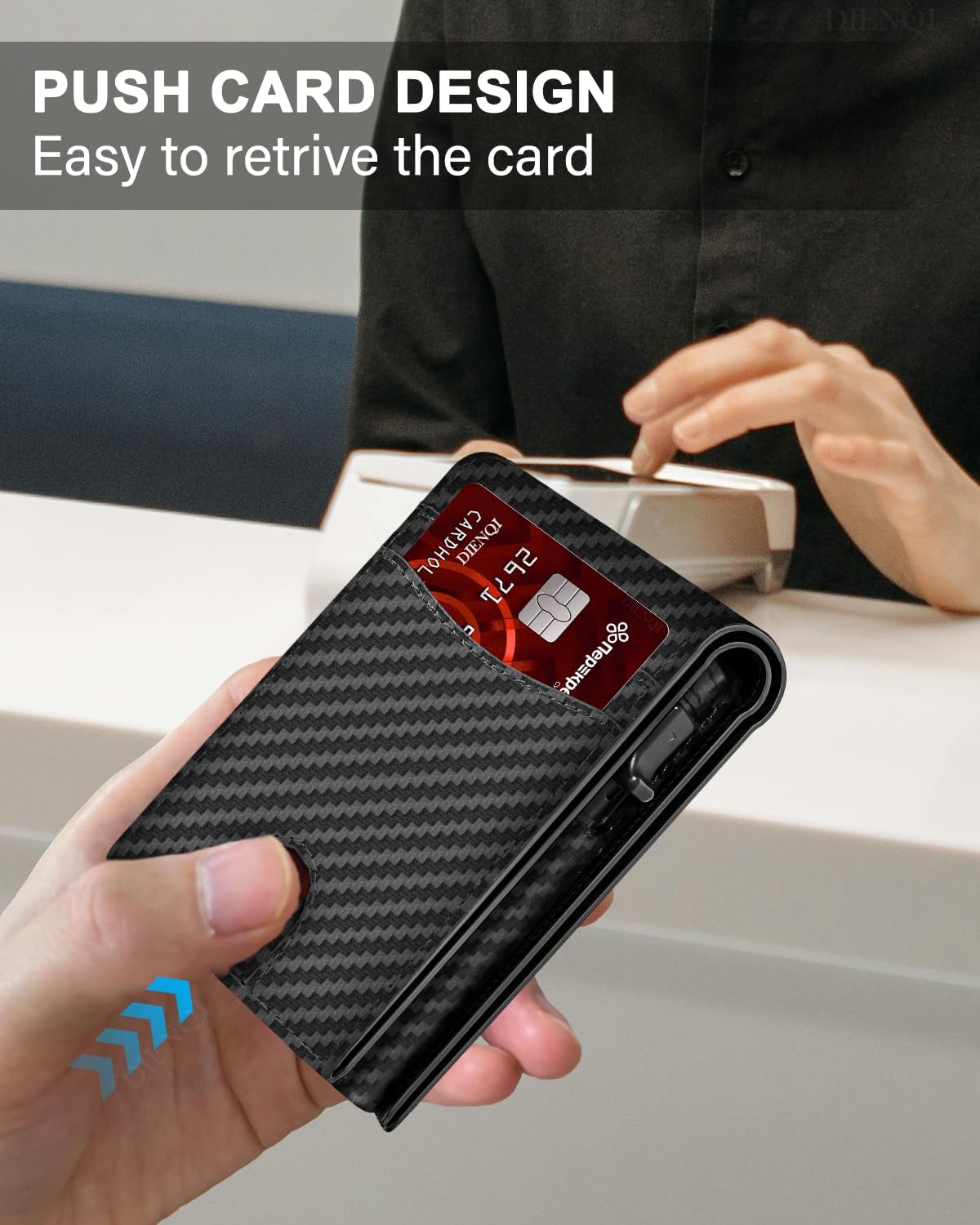 2025 Wallet for Men - RFID [Functional & Practical] Bifold Slim Minimalist Credit Card Holder Pop Up Wallet Metal Case with Cash Slot, Front Pocket with ID Window, Gift Boxed (Carbon Fiber) - Image 6