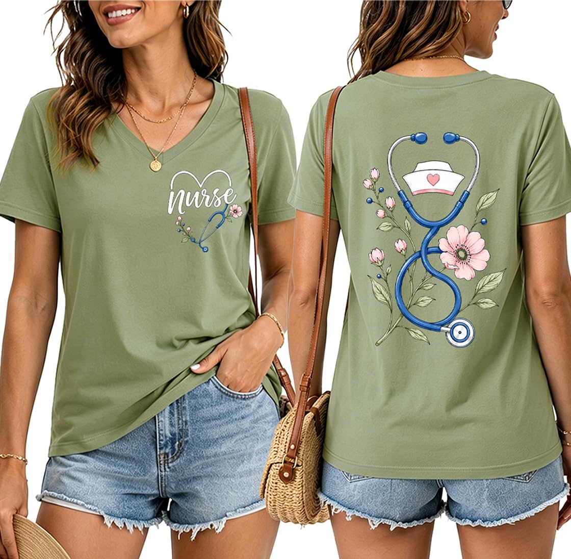 Nurse Shirts for Women Boho Floral Nurse Life T Shirt