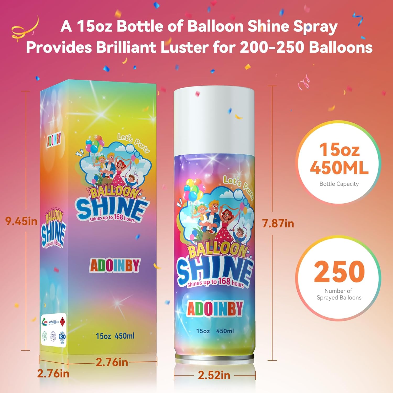 Balloon Shine Spray, 15 fl.oz Long Lasting Instant High Shine Balloon Spray for Latex Balloons, Fragrance-free, Waterproof, No-Wipe Design for Birthday Anniversary Baby Shower Party Decoration - Image 6