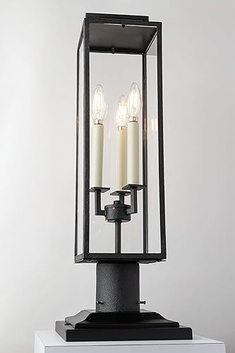 Miniatura 5 de Troy Lighting P6535 Beckham-3 - Farol de poste para exteriores, 6 pulgadas de ancho por 23.75 pulgadas de alto, acabado de color inoxidable