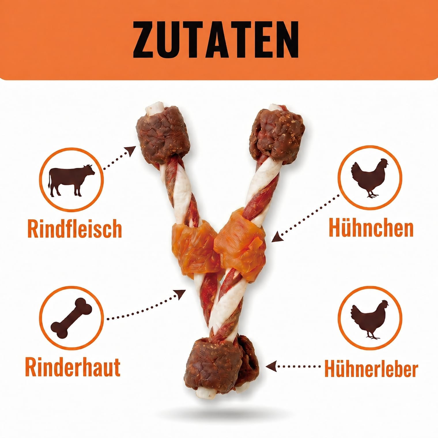 Friandises à mâcher pour chiens - Kabobs triple flavor avec poulet, foie et bœuf - Os à mâcher sans céréales pour les soins dentaires - Récompense riche en protéines pour toutes les races