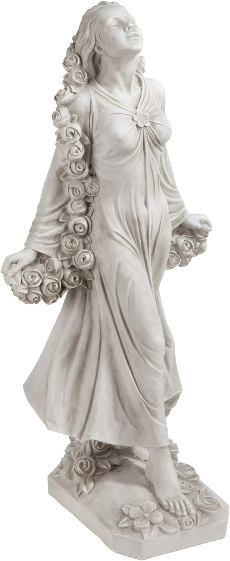 Design Toscano KY47018 Flora Divine Patroness of Gardens Roman Goddess Statue, 77.5 cm, Polyresin, Antique Stone