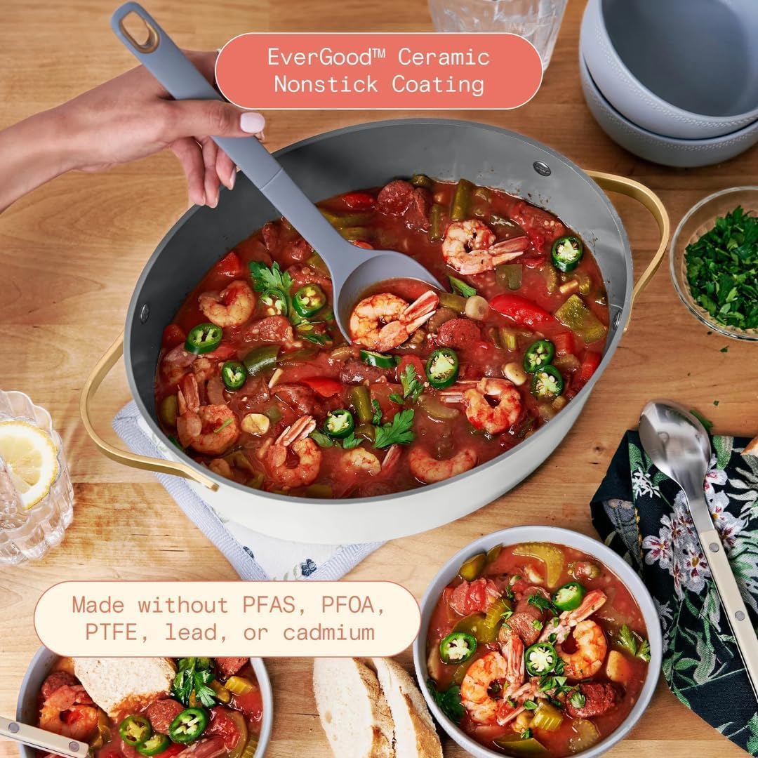 10-in-1 Electric Multi-Cooker by Drew Barrymore, 6-quart, digital display, 10 cooking functions, non-stick pot, easy one-touch control (White Icing)