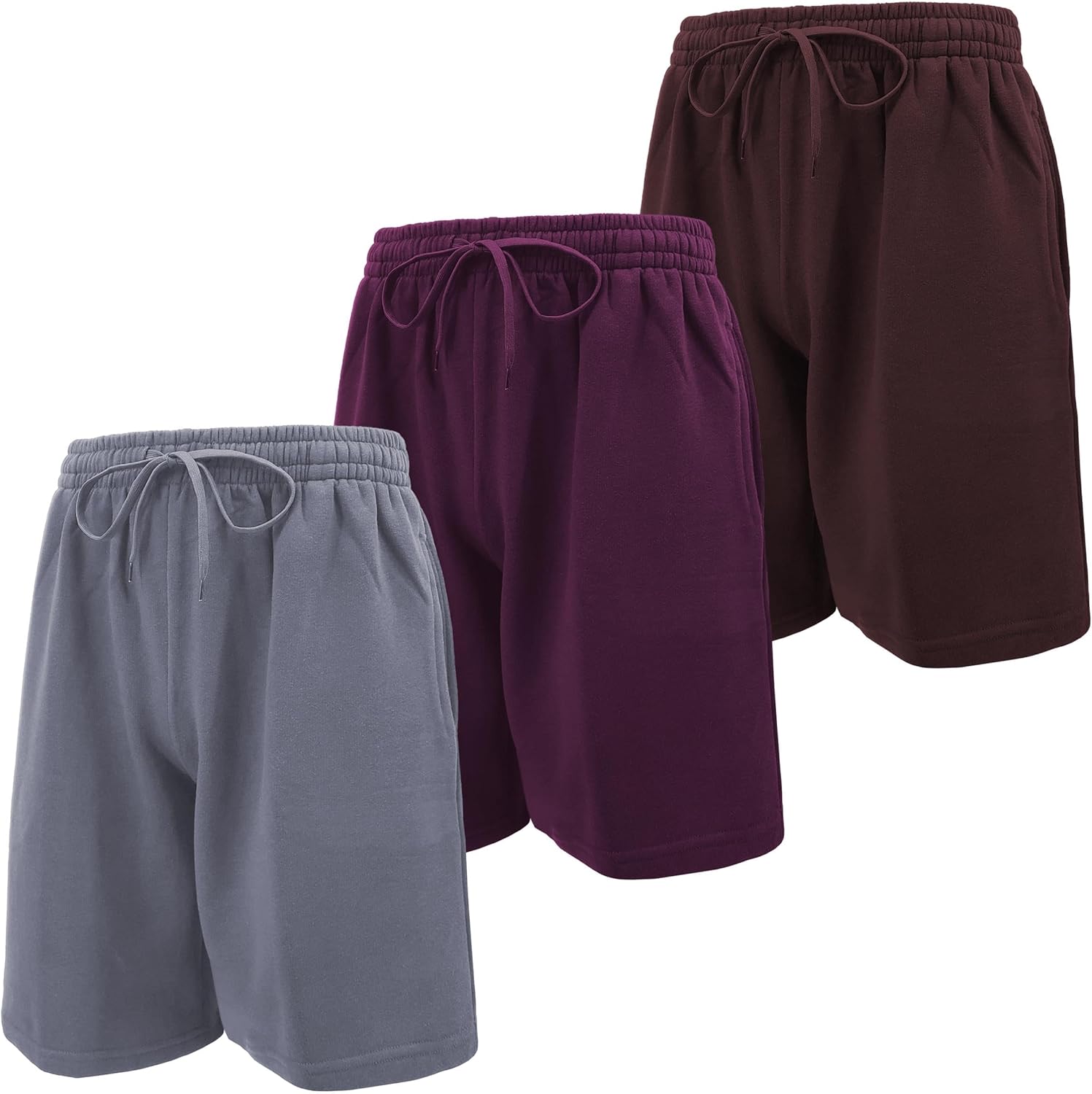 Andrew Scott Mens Cotton Knit Athletic Gym Shorts | Work Out Jogger Sweat Shorts with Drawstring & Pockets - Pack of 3