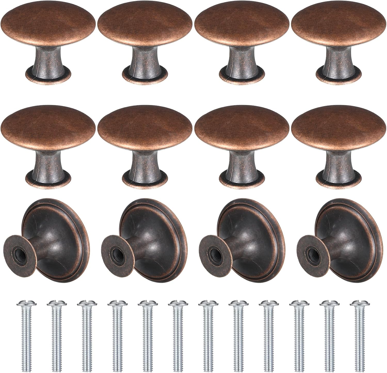 12 Packs Antique Cabinet Knobs with 12 PCS Screws Kitchen Cabinet Knobs, Brass Knob for Cabinet-Kitchen, Dresser, Drawer (21x30mm, Brass Color)