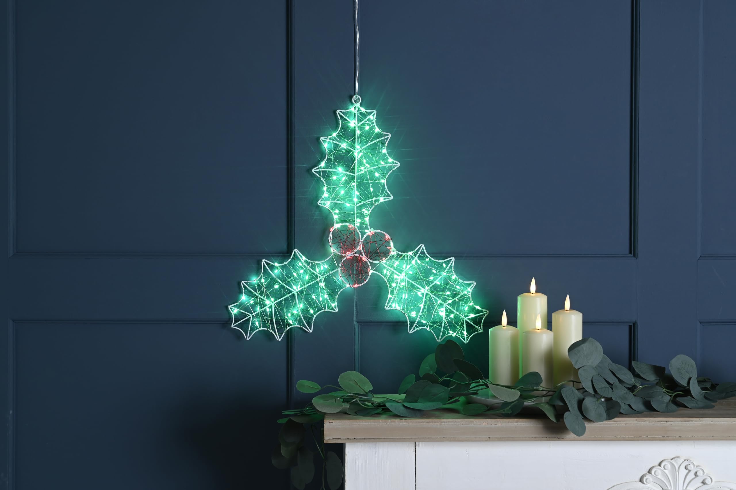 Goutte de rosée de 40 cm étanche pour remplacer les guirlandes emmêlées houx et baies 165 LED