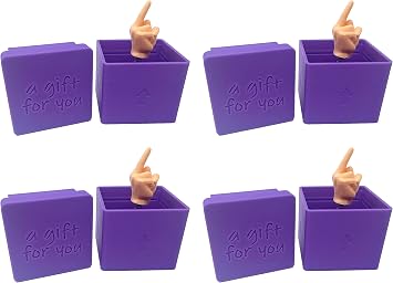 MunnyGrubbers - Surprise Middle Finger in a Box 4 Pack - Spring Activated Middle Finger in Box - Some Assembly Required - Novelty Gag - White Elephant - Funny Joke Prank Gift for Men - Lavender