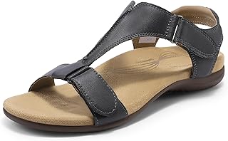 Womens Sandals Arch Support T-Strap Orthopedic Flat Sandals Comfortable Summer Shoes