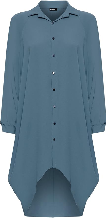 WT826 Women's Batwing Long Sleeve Top – Lightweight, Stretch, Dolman Style, Teal - View #13