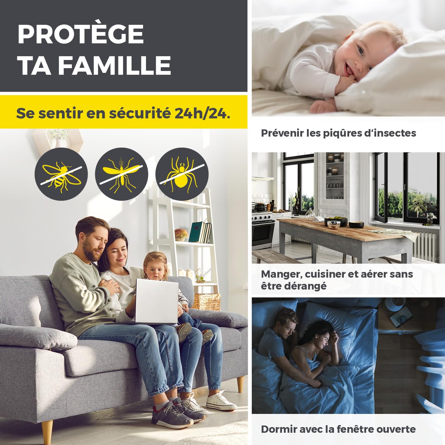 EASYmaxx Insect Protect - Moustiquaire télescopique pour fenêtre - Avec cadre prémonté - Moustiquaire extensible - Moustiquaire intégrée - Anthracite