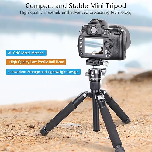 Miniatura 2 de Mini trípode con cabeza de bola de perfil bajo de 360 grados, trípode de aluminio para cámara de viaje, trípode portátil de sobremesa, compatible