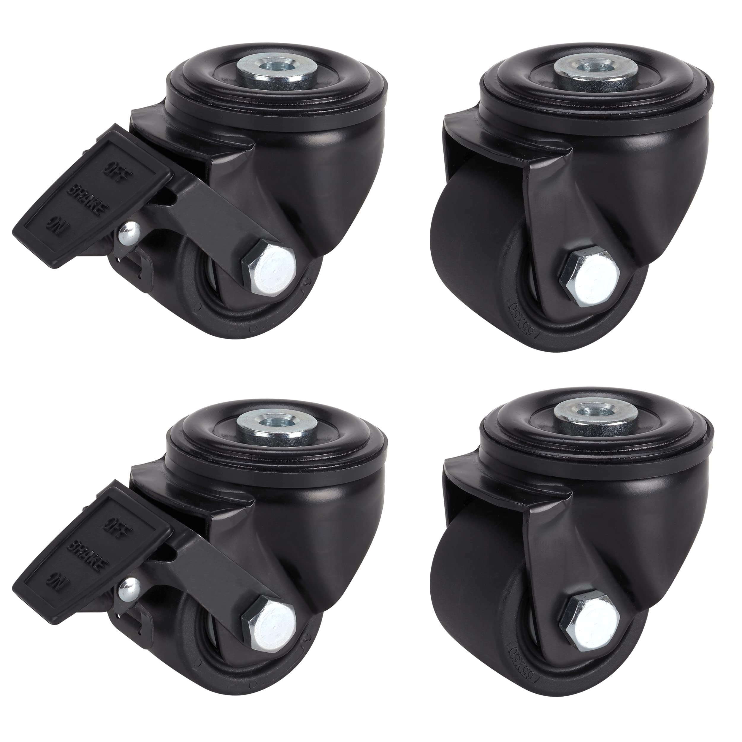 Dörner + Helmer 4er Set Schwerlastrollen Kunststoff 65mm, Rückenloch 13mm, Rollenmix, Tragkraft 500 kg/Set