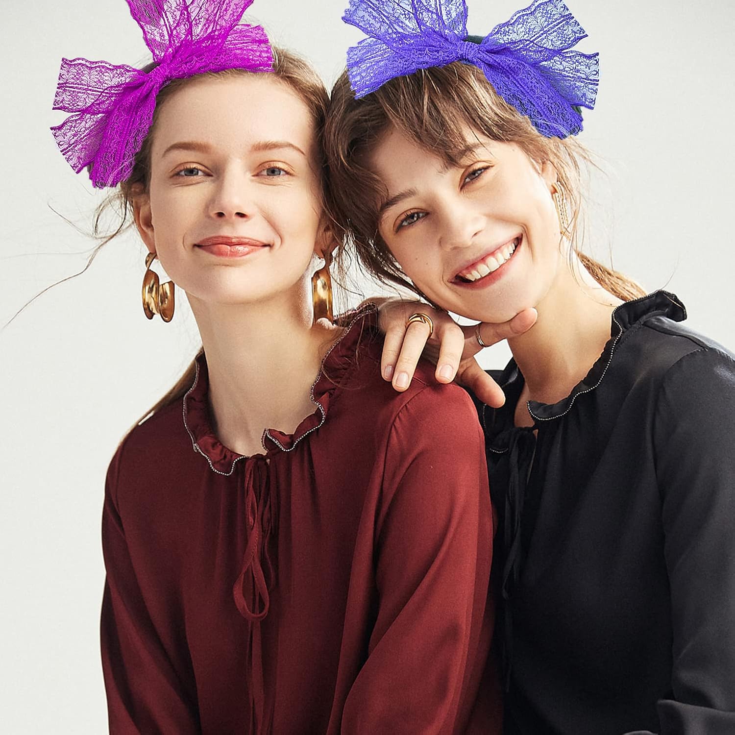 20pcs 80s Lace Headbands 80s Headband for Women Black White Red Rose Blue Pink Yellow Neon Headband