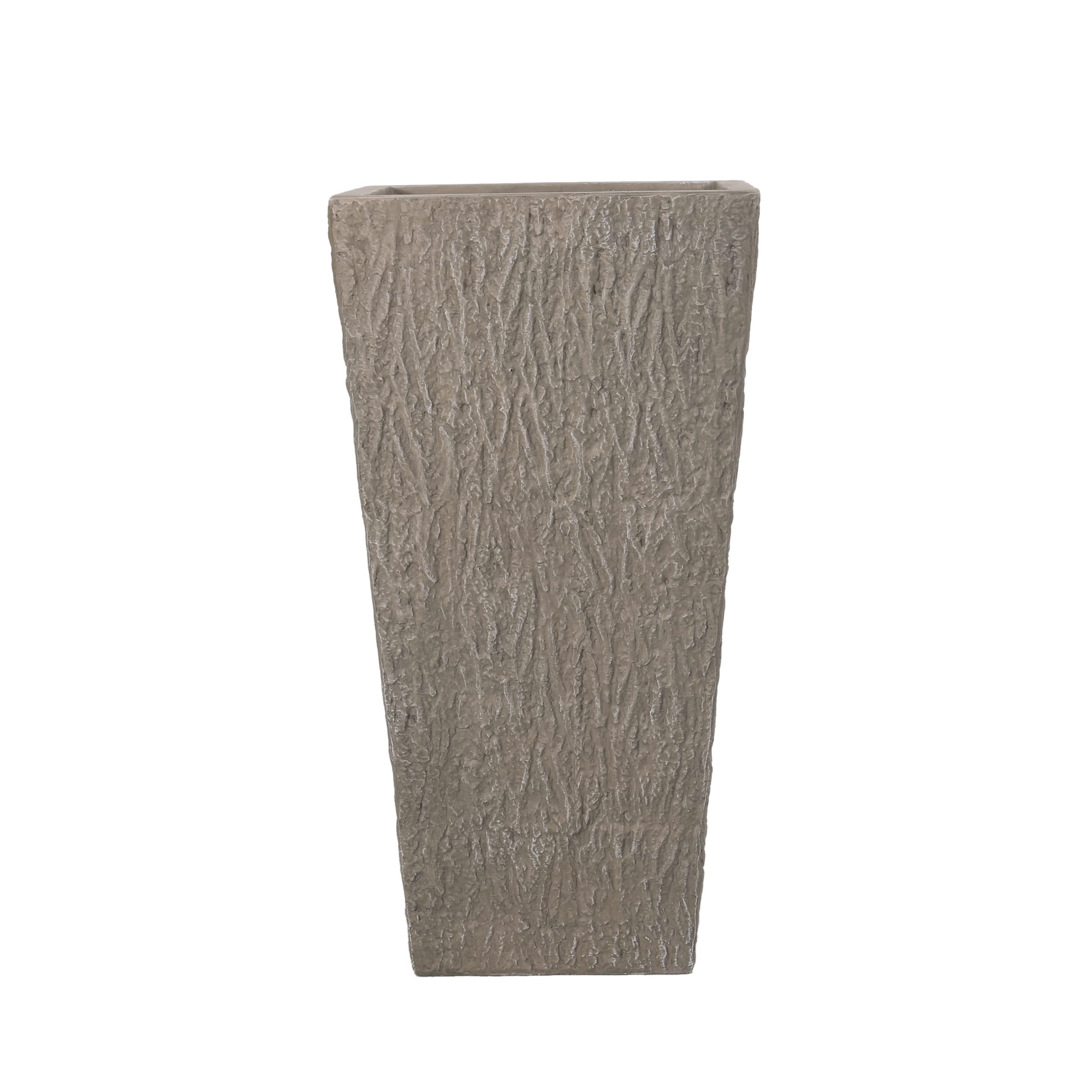 roomfitters MGO Planter for Indoor and Outdoor Use, Rustic Bark-Inspired Texture, Durable Weatherproof Design, Natural Brown Finish