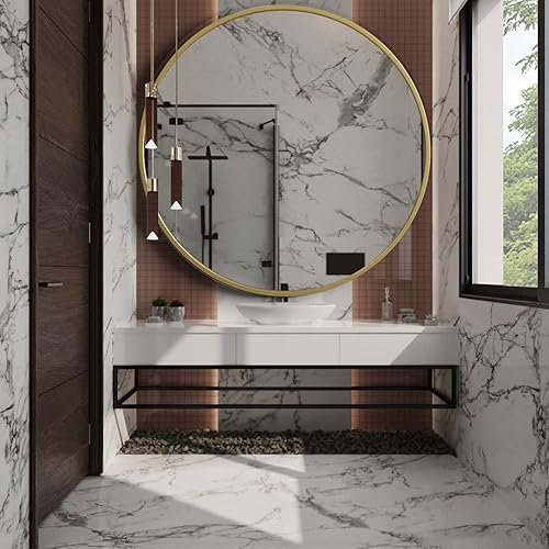 Miniatura 5 de Espejo redondo de pared, espejo circular grande de 18 pulgadas para baño, entradas, salas de estar, baño, vestuario