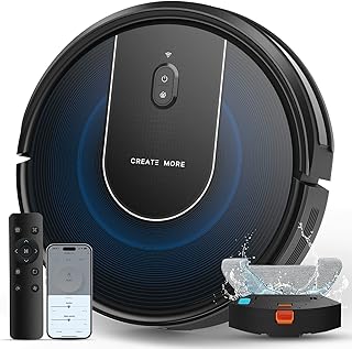 Bagotte Robot Vacuum Cleaner with Mop,5000PA Strong Suction robotic Vacuums,3 in 1 Robot Hoover,180Mins Runtime Max,Self-Charging, Alexa/App/WiFi for Pet Hair Hard Floor