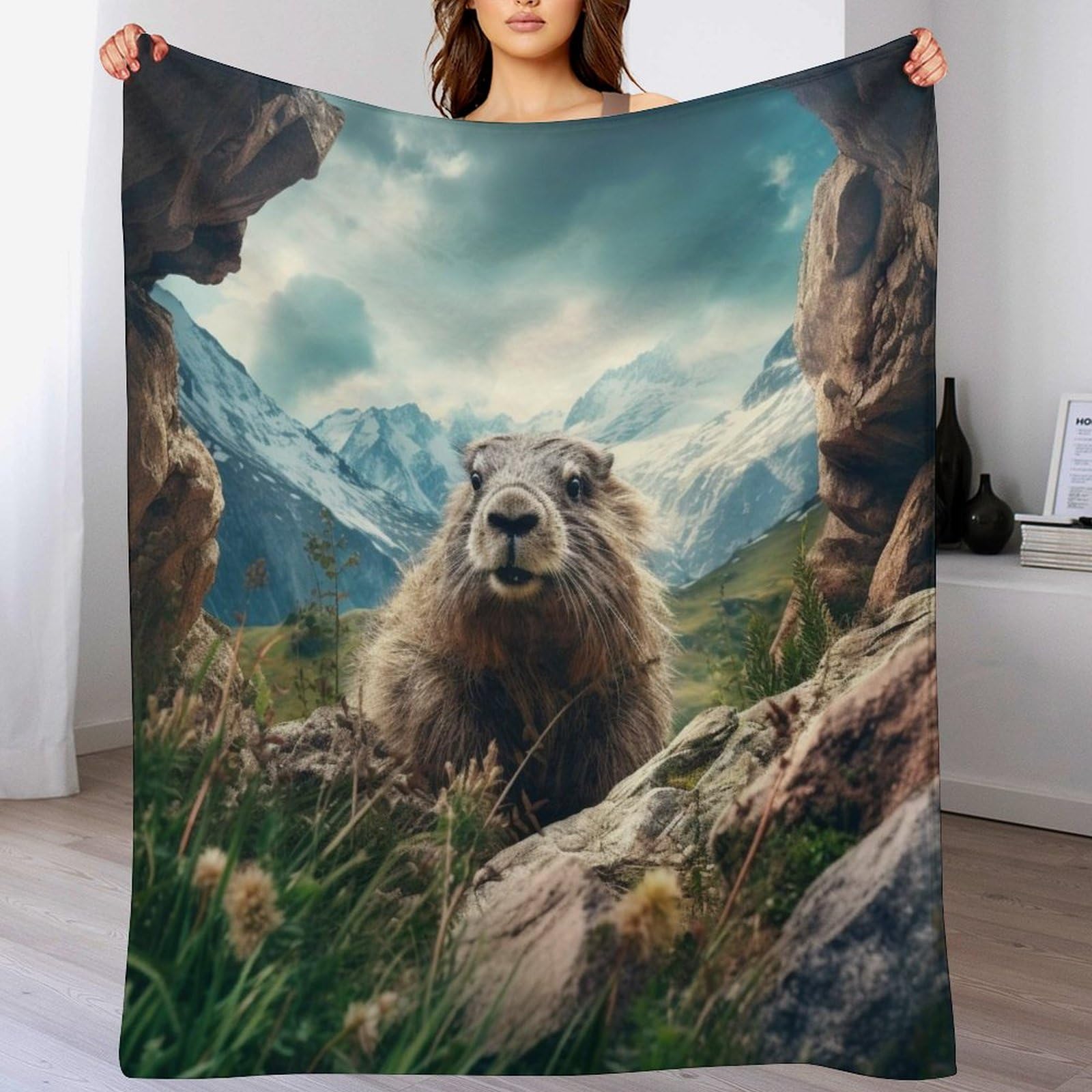 Manta de franela de marmota suave para sofás y tardes de pelis en invierno 150x200cm