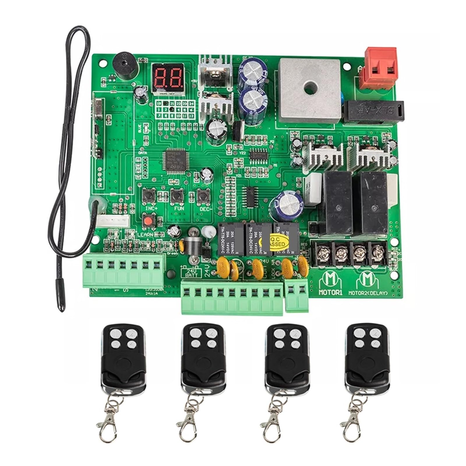 Carte de commande de portail battant à sortie DC12V 24V Connectez la batterie de secours ou le système solaire avec la quantité de télécommande en option Forte sensibilité(1 remote)