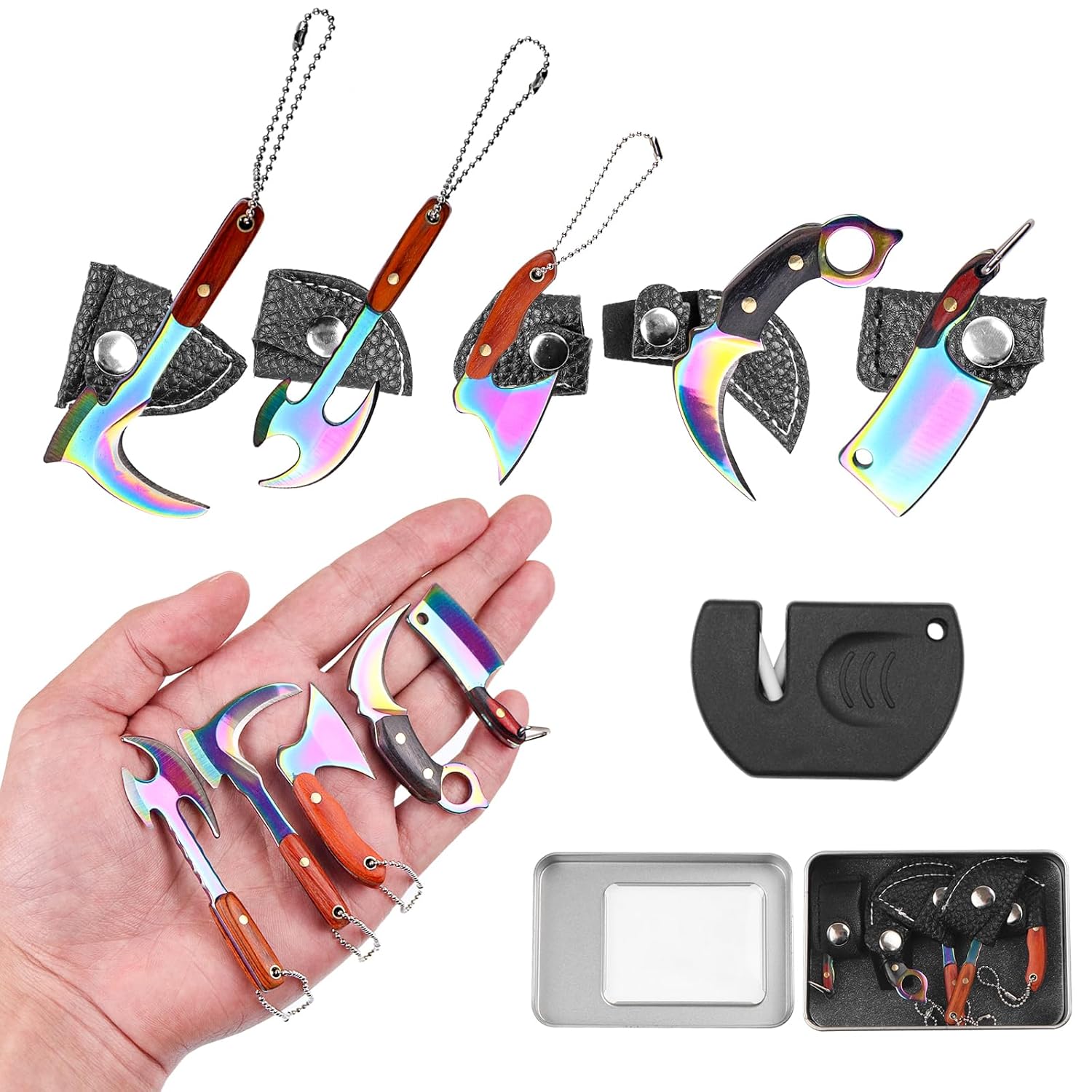 Mini Knife Set Tiny Knife EDC Knife for Package Opener Letter Opener Collection Mini Knives Set with Sheath