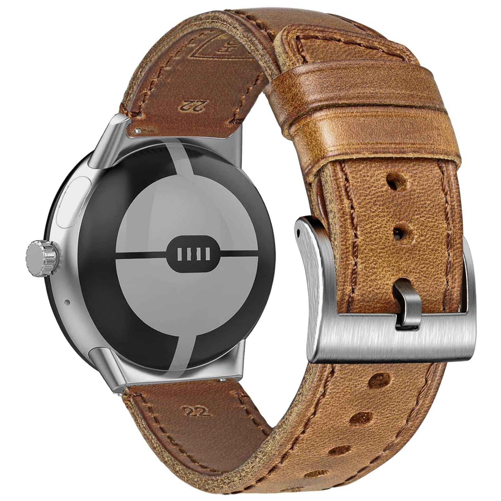 Soft Horween Leather Watch Band Compatible with Google Pixel /Pixel2 /Pixel 3 41mm/Pixel 3 45mm/Pixel 4 41mm/Pixel 4 45mm Watch,Replacement Strap for