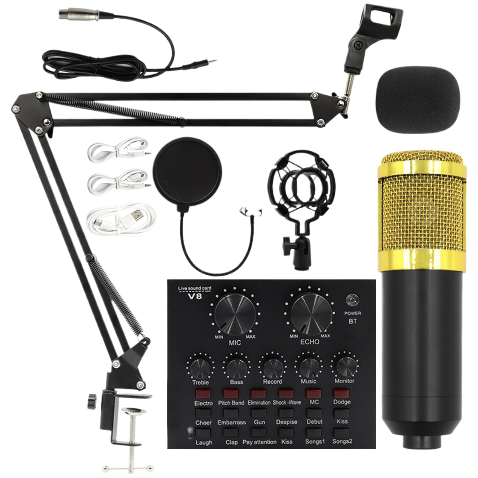 Kit per Live Streaming Set scheda audio live streaming, asta microfono | Strumenti live streaming Per Registrazione In Studio, Video Live, Podcast, Cantanti, Doppiatori