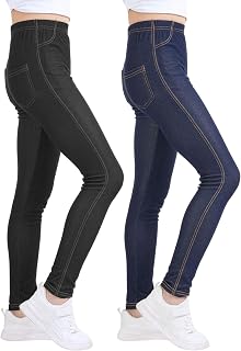 KEREDA Jeggings Girls' Leggings Trousers Kids Stretch Jeans Look Pack of 2 146 - 15…