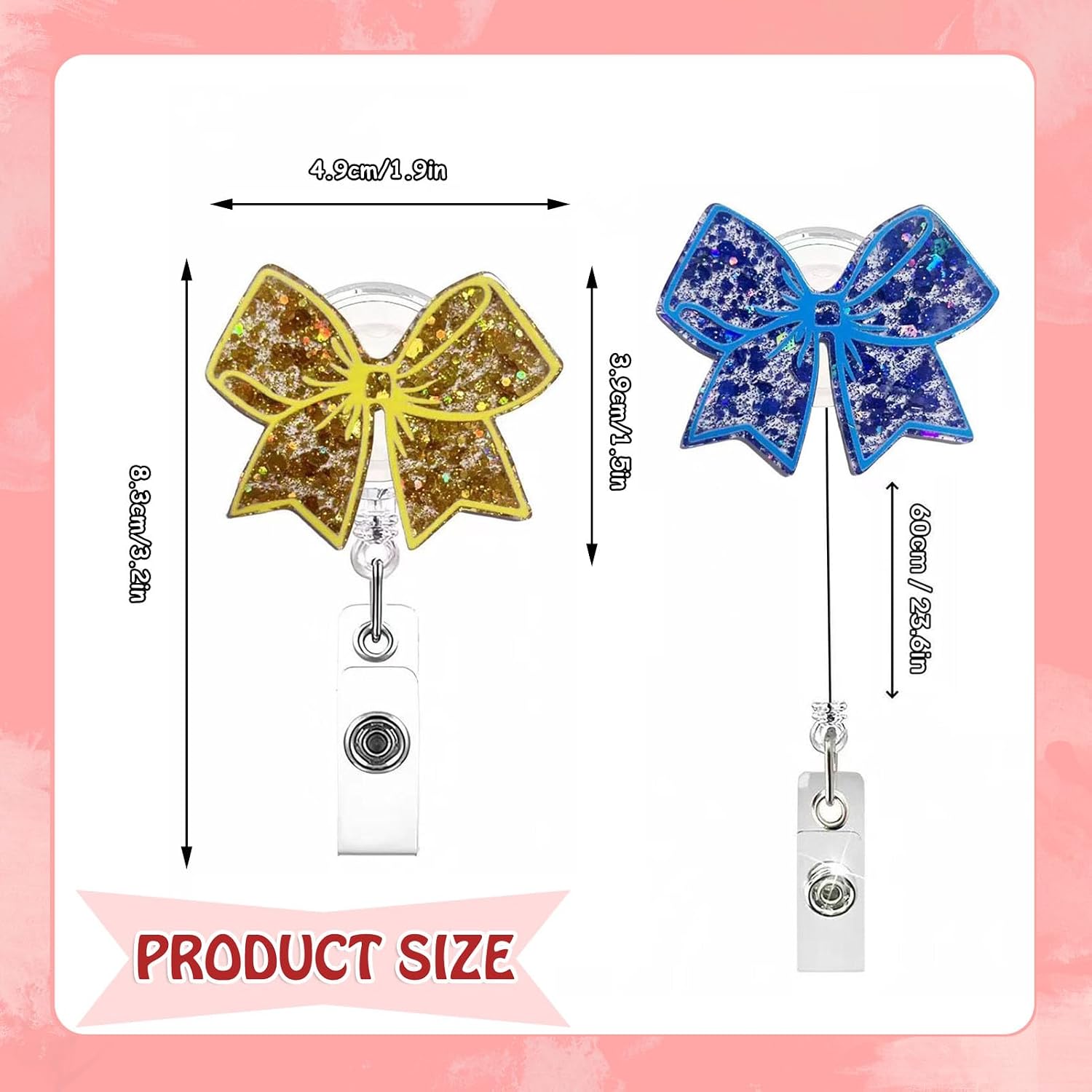 LeLehome 4Pcs Bow Funny Nurse Badge Reel, Bowknot Cute ID Name Badge Holder with Retractable Clip for Holiday Nurse Doctor Student Gift Set (Bowknot) image 2