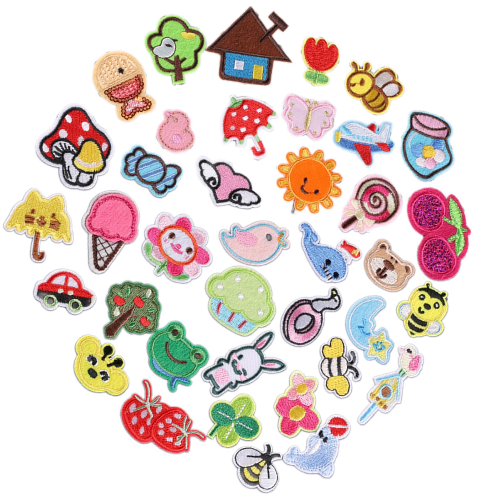 Kalttoy 38 Pcs Bees Iron on Patches Animal Repair Patches Strawberry Sewing Embroidered for Clothing Jeans Hat