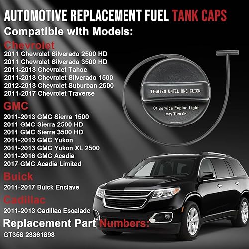 Miniatura 2 de Tapa de combustible GT358 para Buick Enclave 2011-2017, Chevrolet Silverado 2500 HD Silverado 3500 HD Tahoe Silverado 1500 Suburban 2500 Traverse,