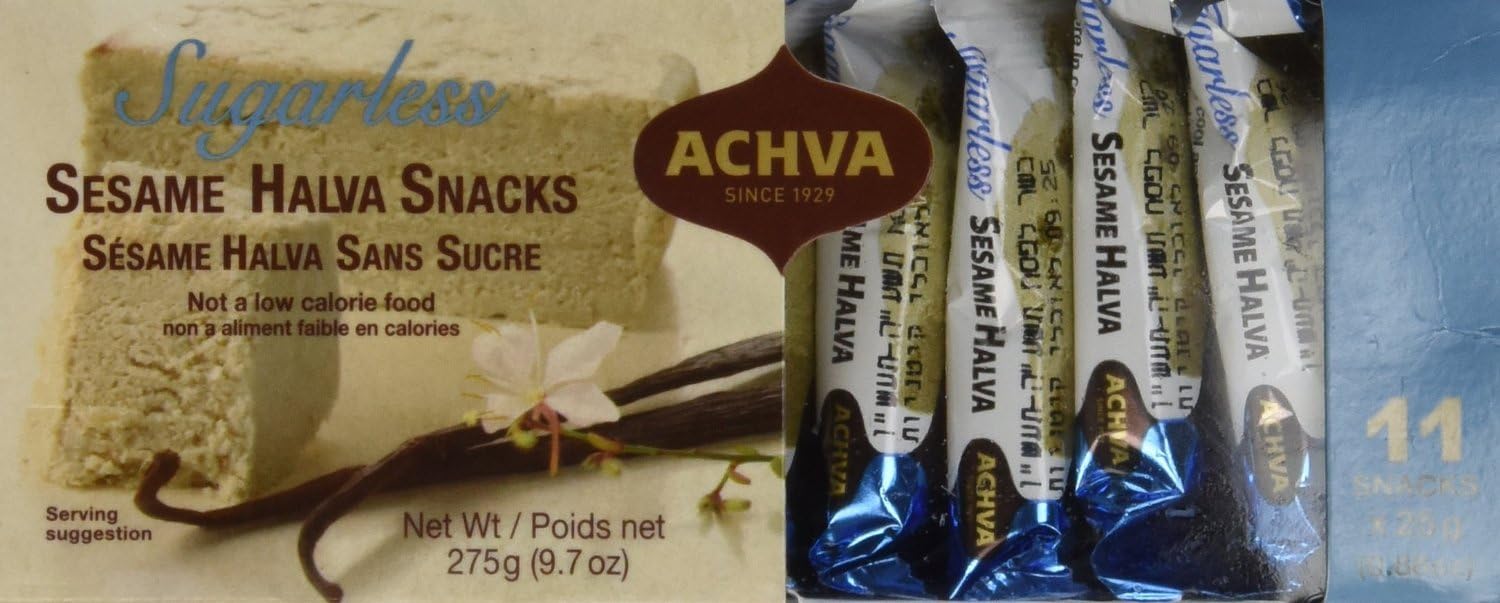 Achva Kosher Sugar Free Halva Snack Mini Bars 25-Gram Bars - 11Ct. (Pack of 2)