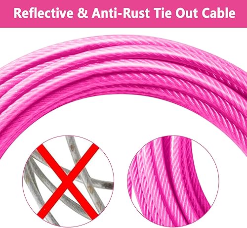Miniatura 11 de Cable de amarre para perros de 15 a 300 libras, cables resistentes para perros y patios con gancho giratorio, línea de correa para perros pequeños y
