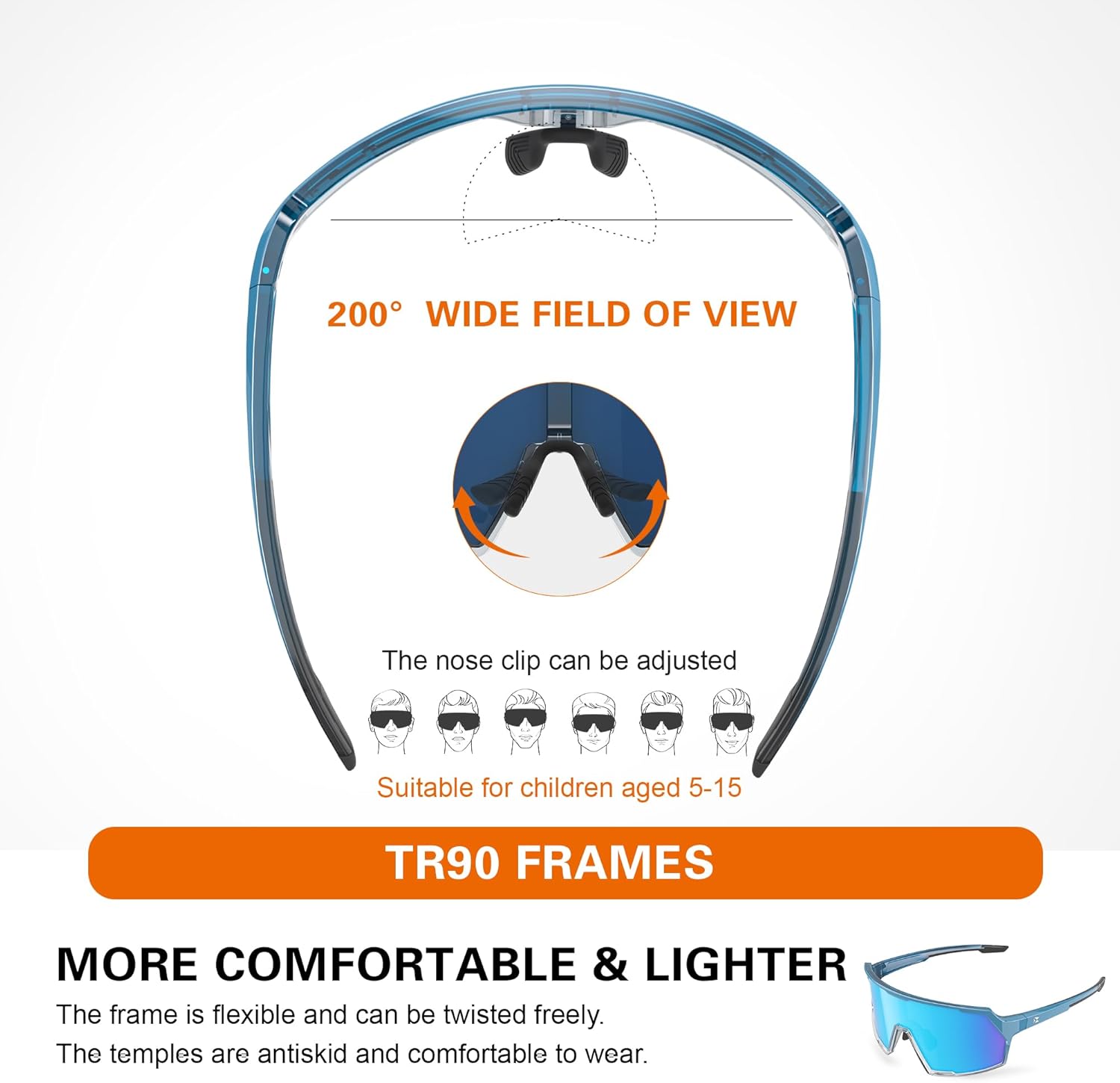 suoso Cycling Sports Sunglasses for Men: UV400 Protection Sun Glasses Youth Glasses for Bike Running Baseball Softball - Image 5