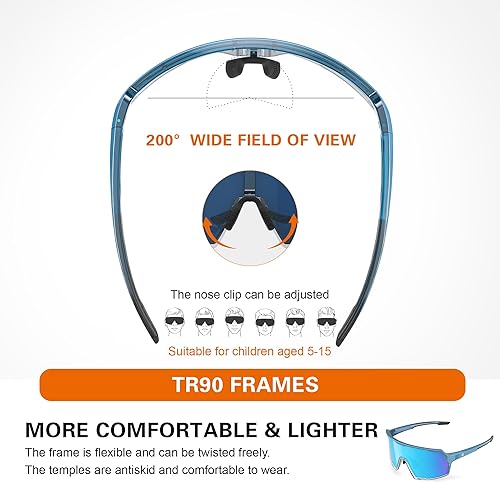 Miniatura 5 de suoso Gafas de sol deportivas de ciclismo para hombre protección UV400, gafas de sol para jóvenes, para ciclismo, correr, béisbol, sóftbol