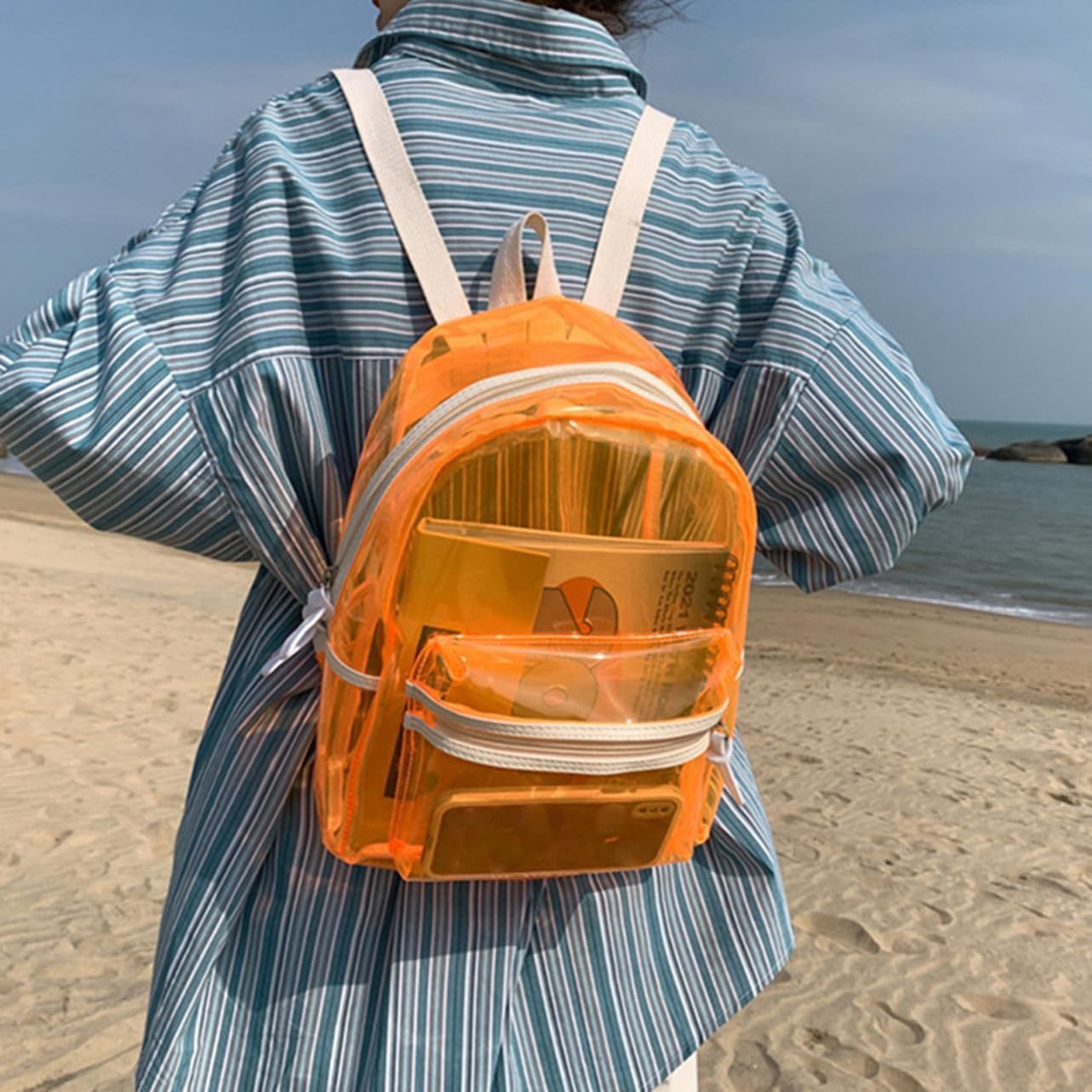 PACKOVE Back Trasparente Bookbag Travel Bookbag Borsa Per Libri Da Viaggio Borsa Per Libri Trasparente Borsa Da Scuola In Gelatina Pvc