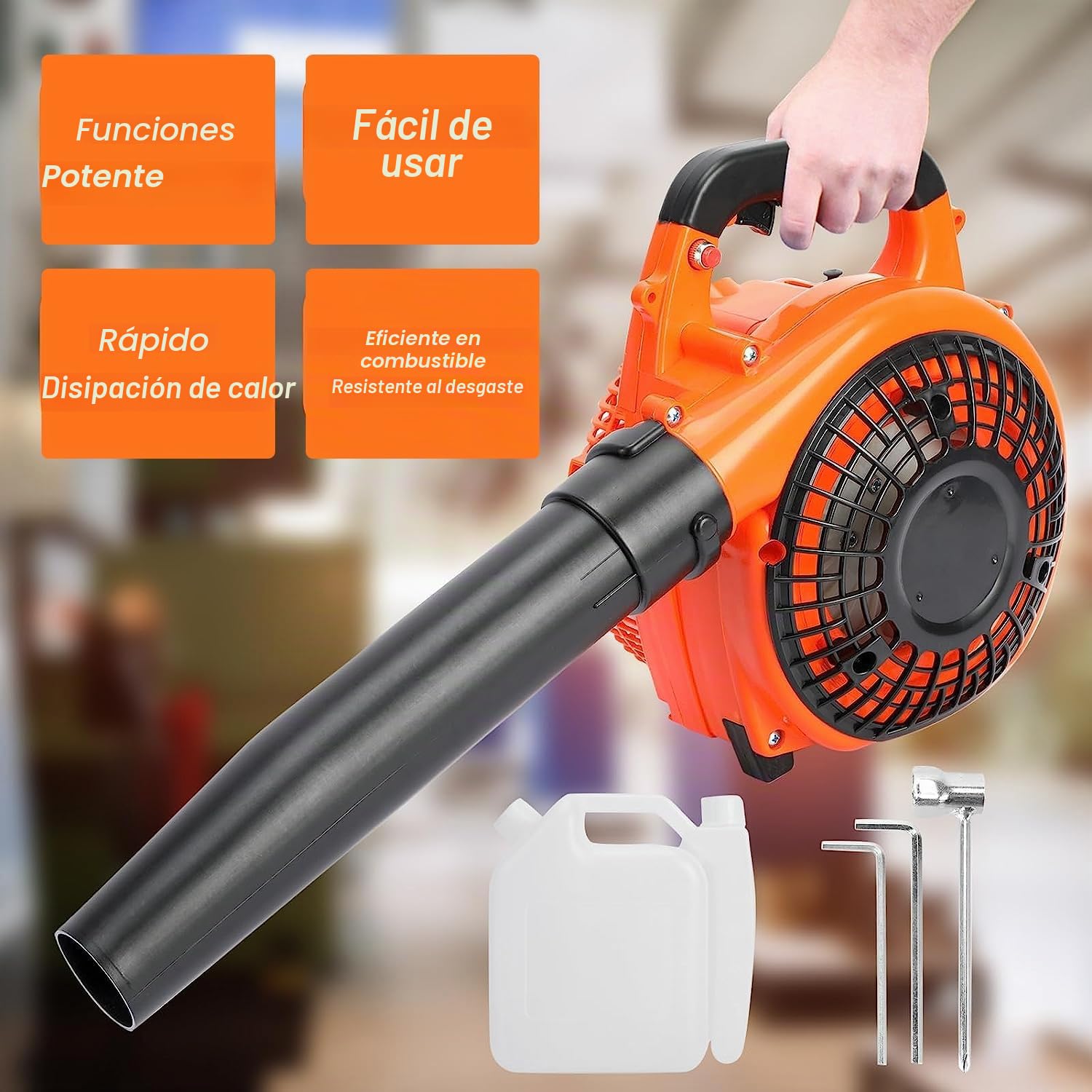 Soplador de hojas de gasolina,portátil,ligero,potente motor de 2 tiempos,soplador de hojas de mano de 26 cc,7500 r/min de gasolina,disipación de calor rápida,soplador de hojas de aire para