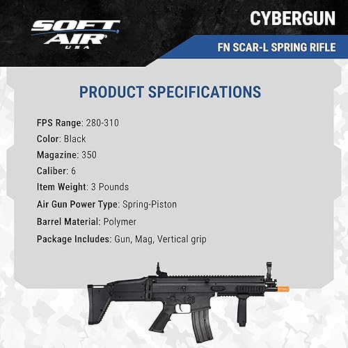 Miniatura 7 de Soft Air SCAR-L Licenciado Rifle de Airsoft de Tamaño Completo Accionado por Resorte, Negro