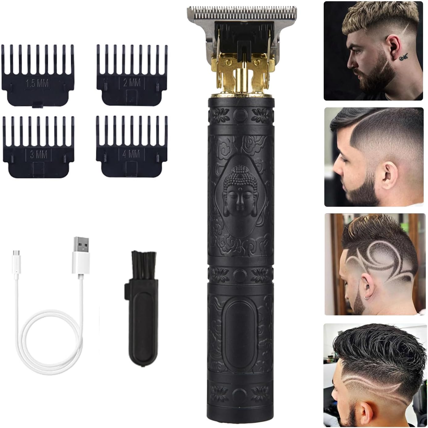 Soieho Men's Hair Trimmer, Professional Cordless Hair Clippers, Beard Trimmer, Zero Gapped T-Blade, USB Cordless Grooming Kit