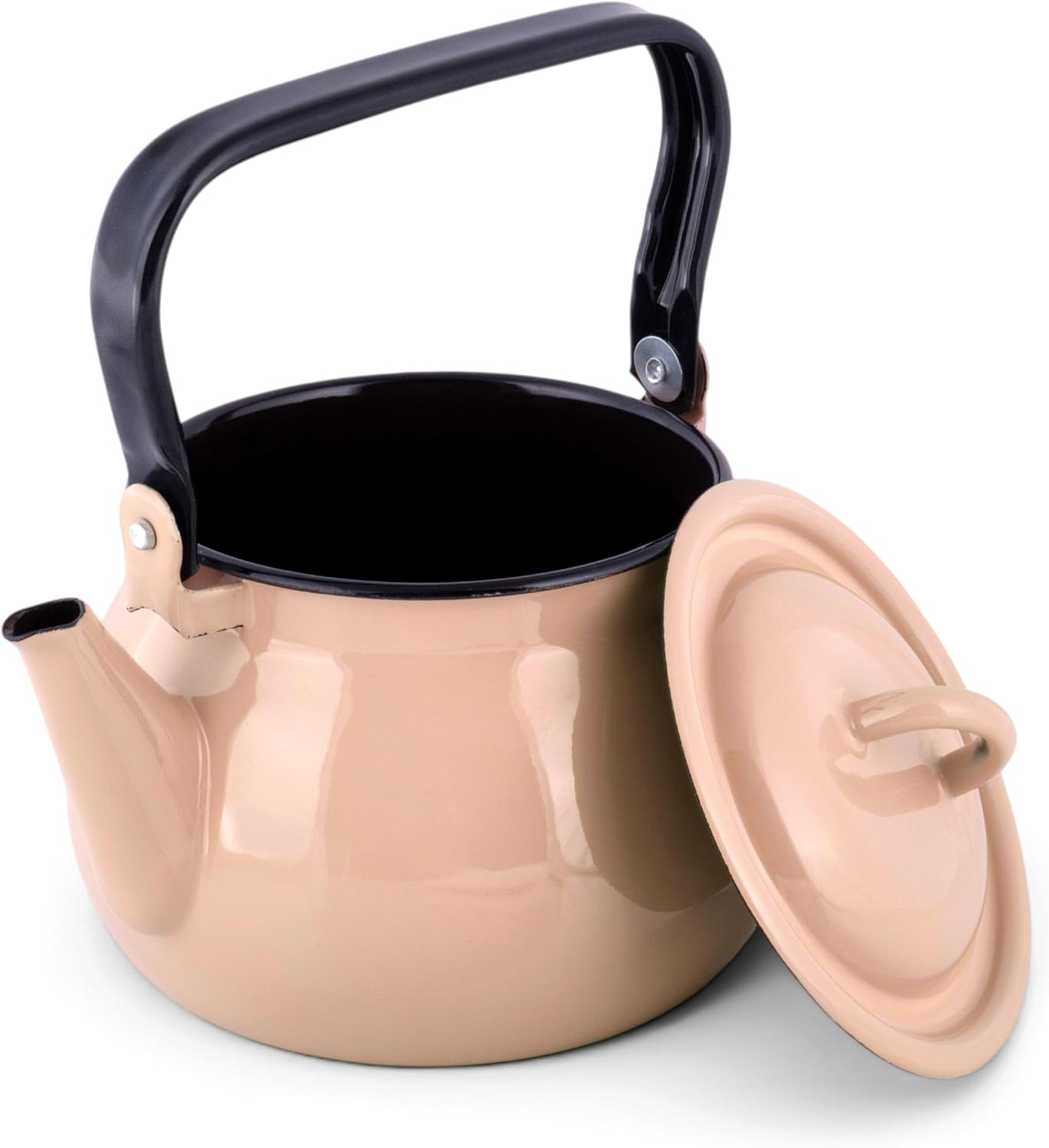 Vintage Enamel Kettle, Tea Pot Stovetop for Hot Water Fast to Boil, Teapot for Stovetop, Hot Water Kettle Teapot (Taupe (2.5 L))
