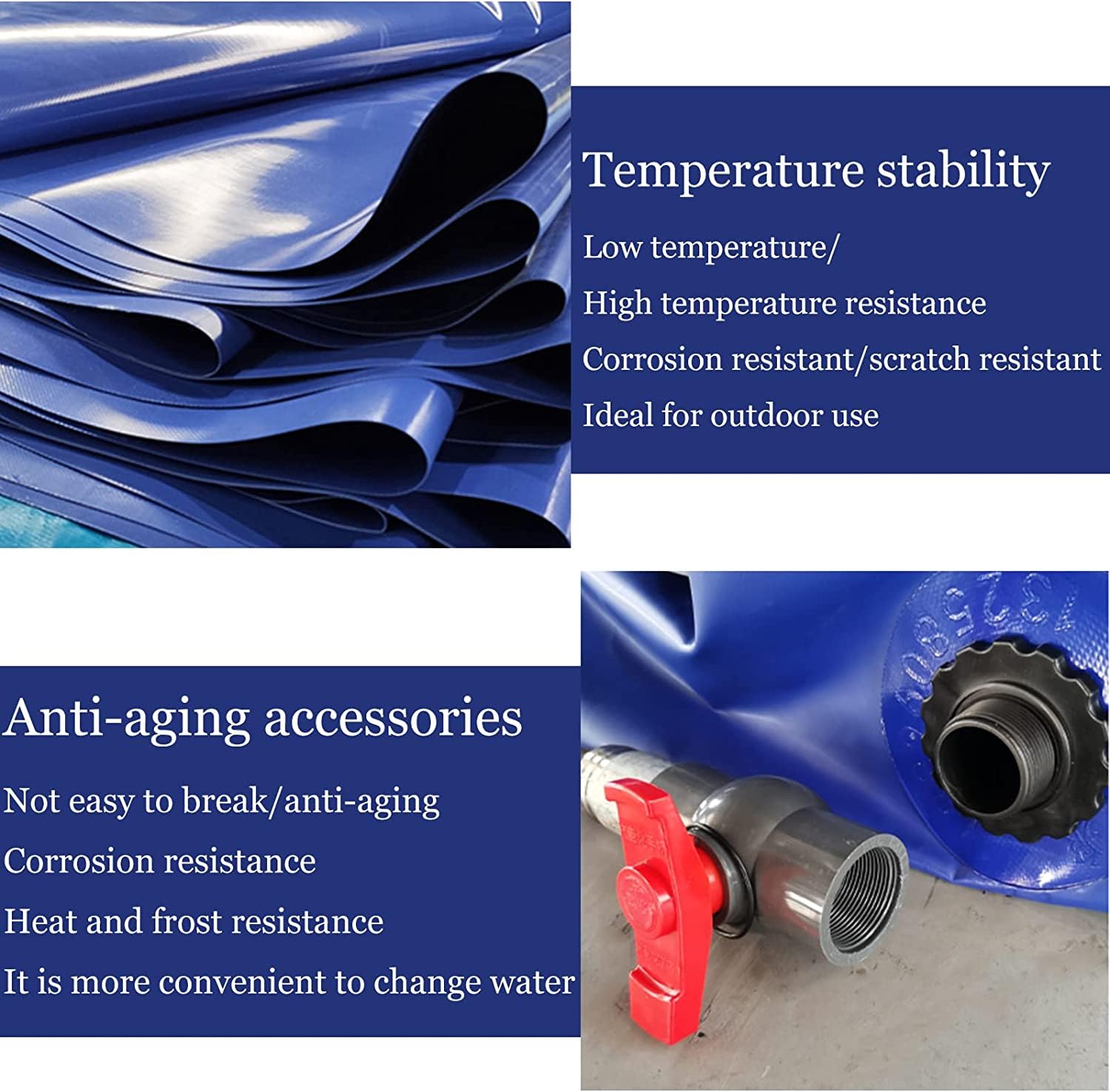 Vejiga de Almacenamiento de Agua Bolsa de Almacenamiento de Agua Tanque de vejiga de Agua Plegable, Contenedor de Agua de plástico Flexible portátil Cubo de Gran Capacidad, Barril colector de Agua de