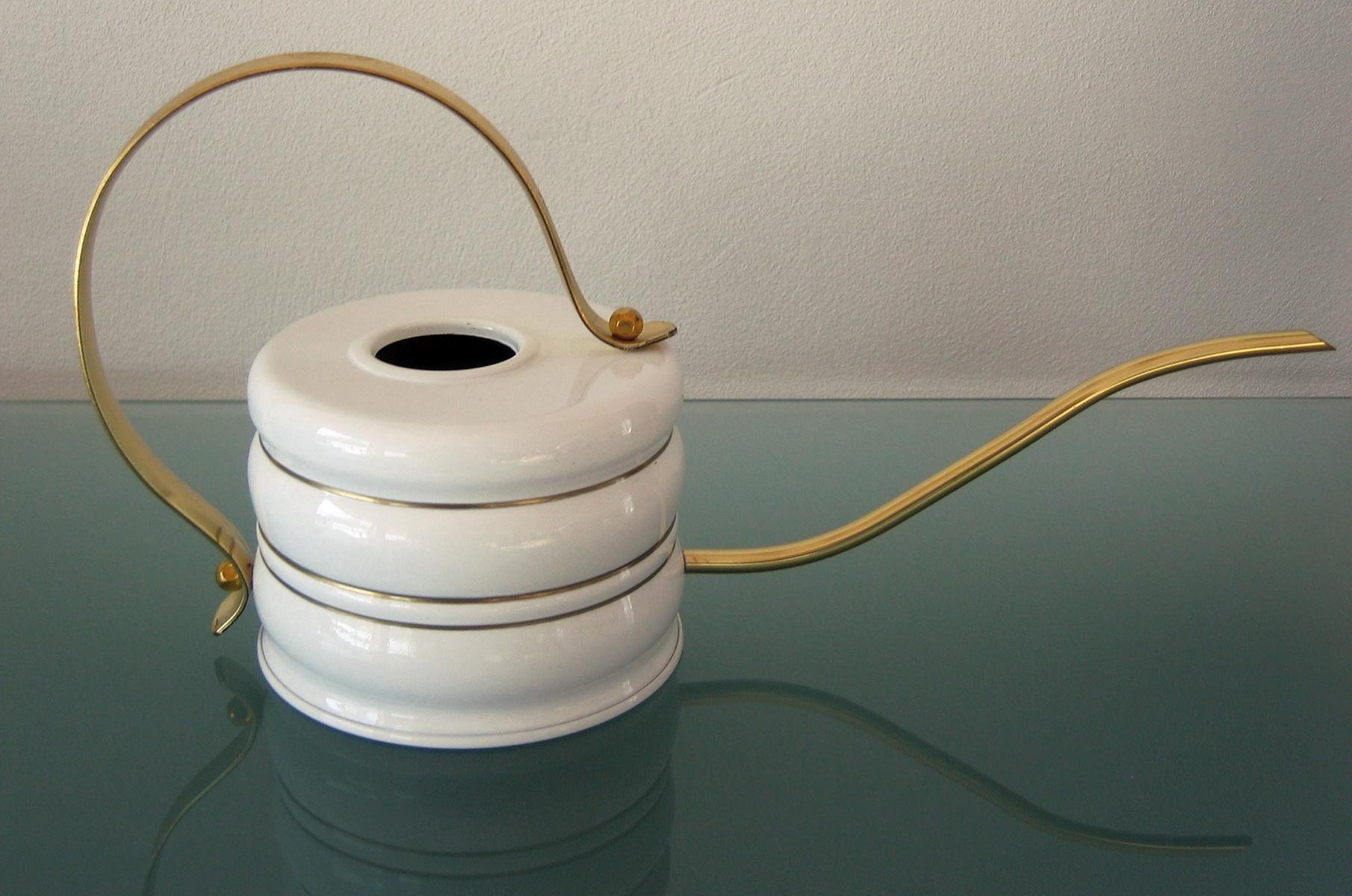Gießkanne Made IN Germany, 1,2 L, aus Messing, weiß lackiert, hochwertige Qualität